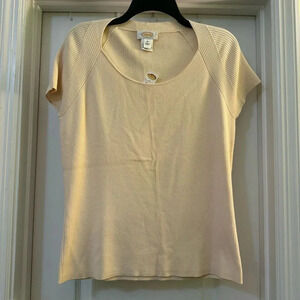 Talbots Short Sleeve Swoop Neck Light Weight Sweater Top